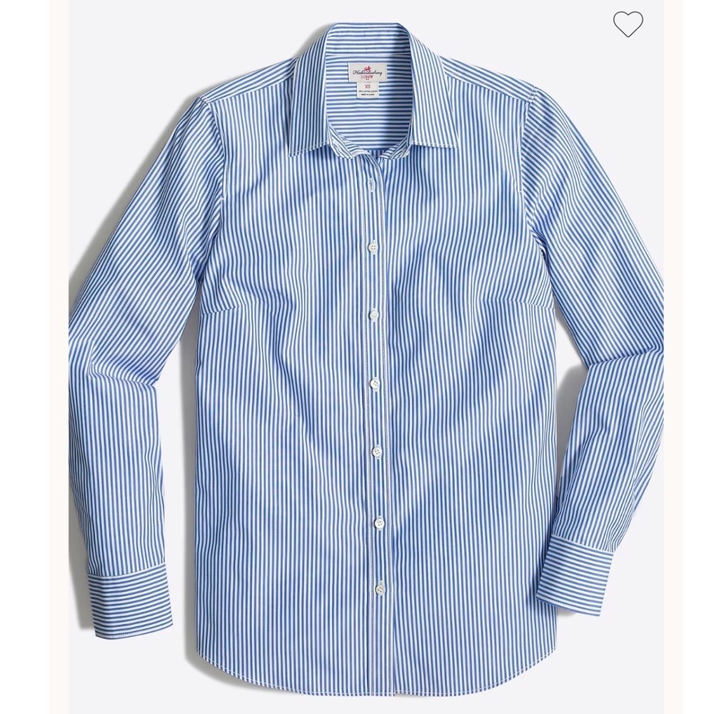 J.Crew x Haberdashery | Women's Refined Blue White Striped Button Down Shirt, XS